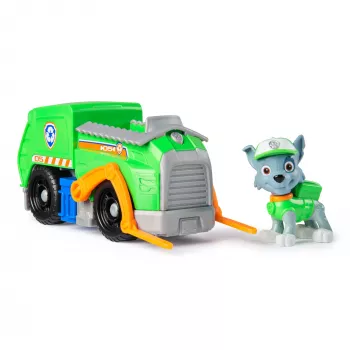 PAW Patrol, Rokija pārstrādes kravas automašīna, rotaļu transportlīdzeklis ar kolekcionējamu darbības figūriņu, ilgtspējīgi veidotas bērnu rotaļlietas zēniem un meitenēm no 3 gadu vecuma