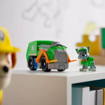 PAW Patrol, Rokija pārstrādes kravas automašīna, rotaļu transportlīdzeklis ar kolekcionējamu darbības figūriņu, ilgtspējīgi veidotas bērnu rotaļlietas zēniem un meitenēm no 3 gadu vecuma