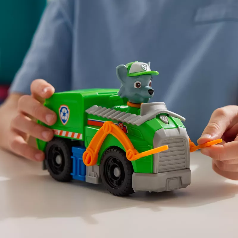 PAW Patrol, Rokija pārstrādes kravas automašīna, rotaļu transportlīdzeklis ar kolekcionējamu darbības figūriņu, ilgtspējīgi veidotas bērnu rotaļlietas zēniem un meitenēm no 3 gadu vecuma