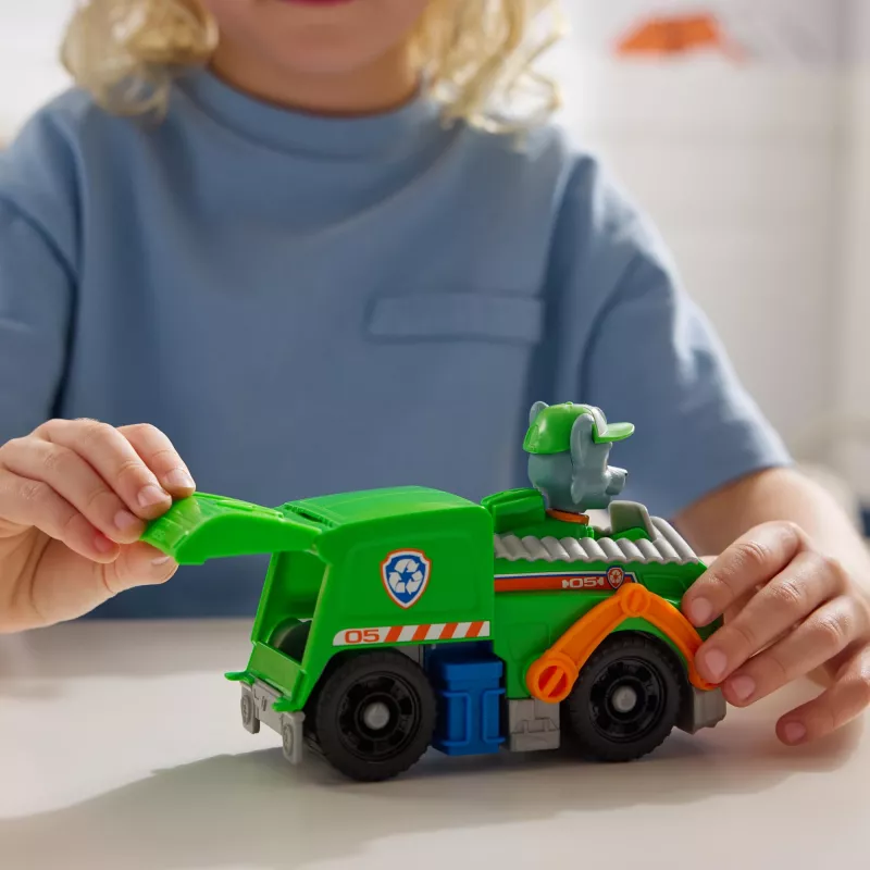 PAW Patrol, Rokija pārstrādes kravas automašīna, rotaļu transportlīdzeklis ar kolekcionējamu darbības figūriņu, ilgtspējīgi veidotas bērnu rotaļlietas zēniem un meitenēm no 3 gadu vecuma