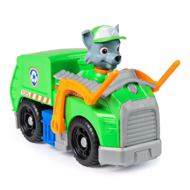 PAW Patrol, Rokija pārstrādes kravas automašīna, rotaļu transportlīdzeklis ar kolekcionējamu darbības figūriņu, ilgtspējīgi veidotas bērnu rotaļlietas zēniem un meitenēm no 3 gadu vecuma