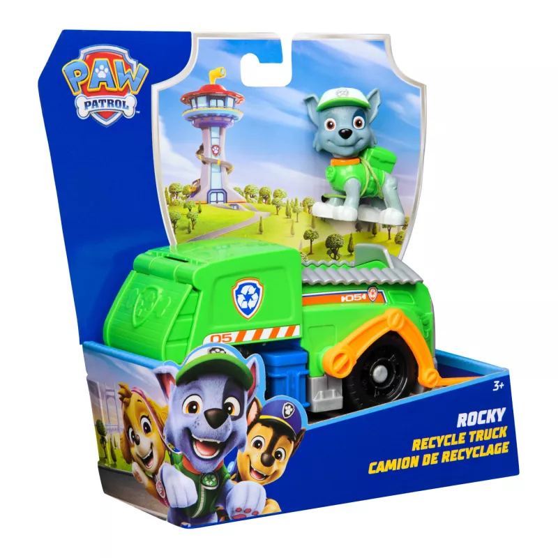 PAW Patrol, Rokija pārstrādes kravas automašīna, rotaļu transportlīdzeklis ar kolekcionējamu darbības figūriņu, ilgtspējīgi veidotas bērnu rotaļlietas zēniem un meitenēm no 3 gadu vecuma