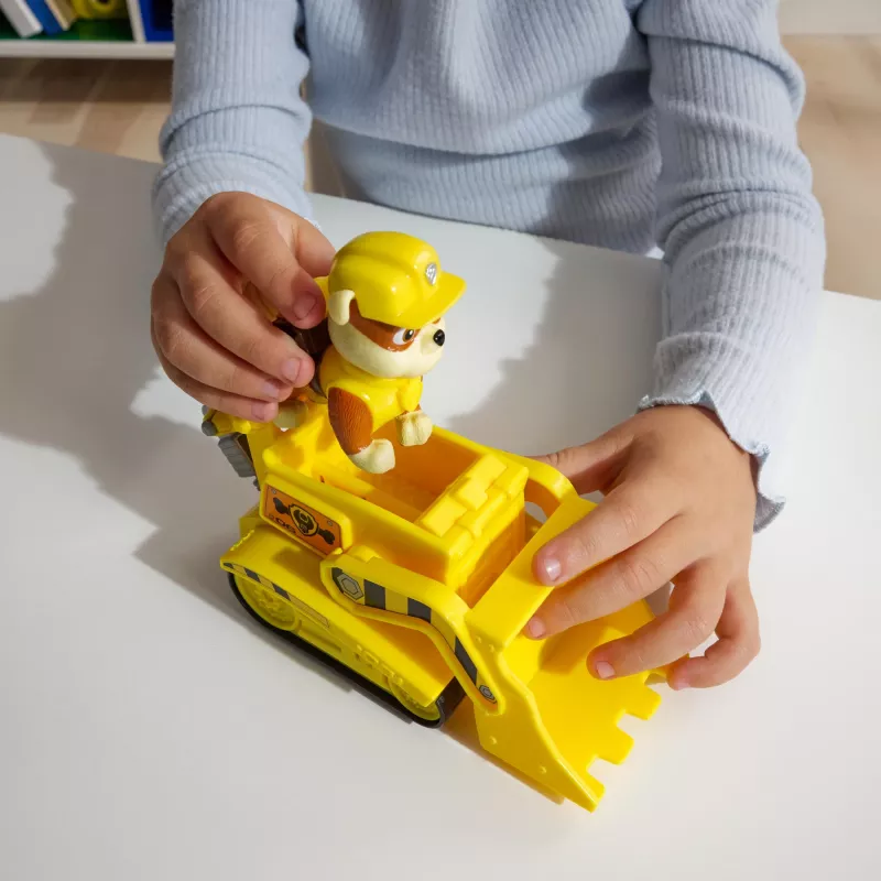PAW Patrol , Rubble’s Buldozera Rotaļu Kravas Automašīna ar Kolekcionējamu Darbības Figūriņu, Ilgtspējīgi Veidotas Rotaļlietas Bērniem no 3 Gadu Vecuma