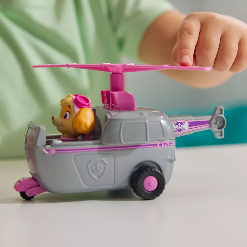 PAW Patrol , Skye’s helikopters, rotaļu transportlīdzeklis ar kolekcionējamu figūriņu, ilgtspējīgi domātas bērnu rotaļlietas zēniem un meitenēm no 3 gadu vecuma