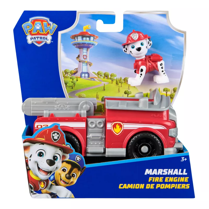 PAW Patrol, Maršala ugunsdzēsēju mašīna, rotaļu transportlīdzeklis ar kolekcionējamu figūriņu, videi draudzīgas rotaļlietas zēniem un meitenēm no 3 gadu vecuma
