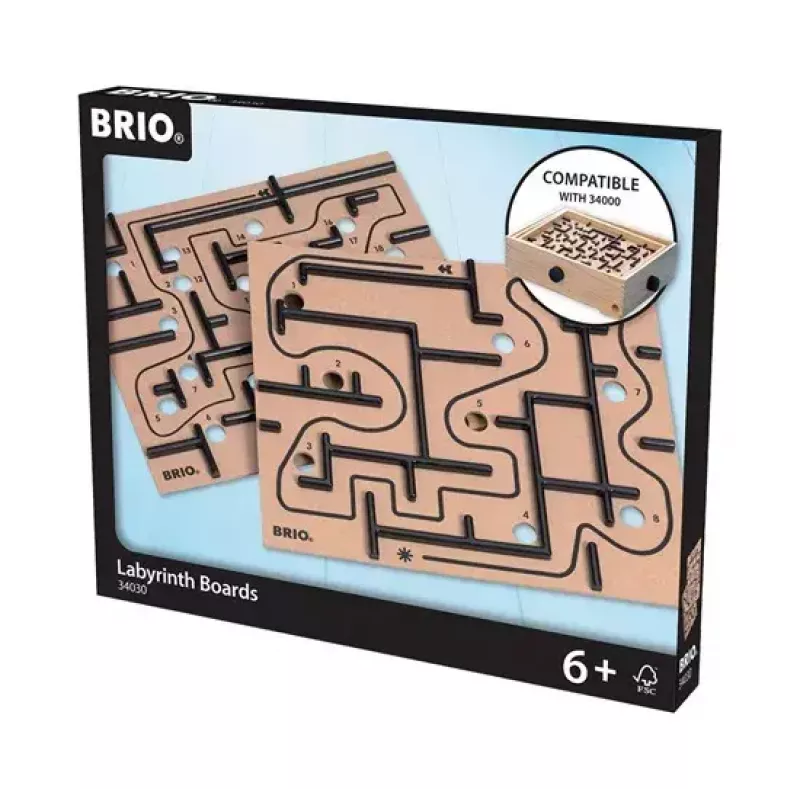 Koka labirinta galda spēle Ravensburger BRIO Labyrinth Boards, melna, 273×228×9 mm, vecumam 6+