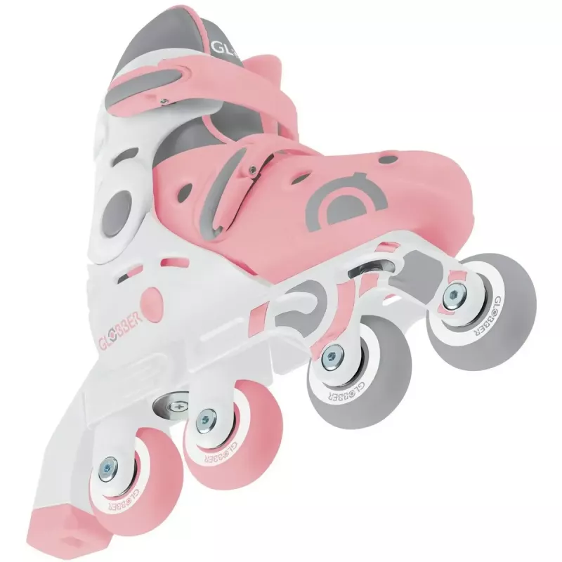 Bērnu mācību skrituļslidas GLOBBER 2 in 1 izmērs 30–33 rozā – regulējams iesācēju inline/quad komplekts