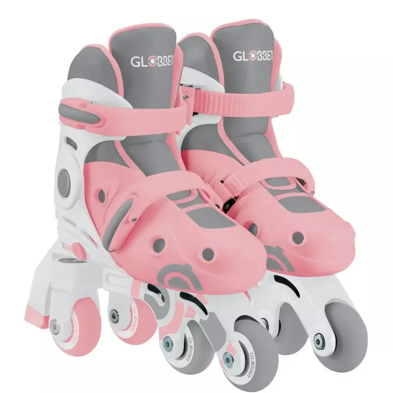 Bērnu mācību skrituļslidas GLOBBER 2 in 1 izmērs 30–33 rozā – regulējams iesācēju inline/quad komplekts