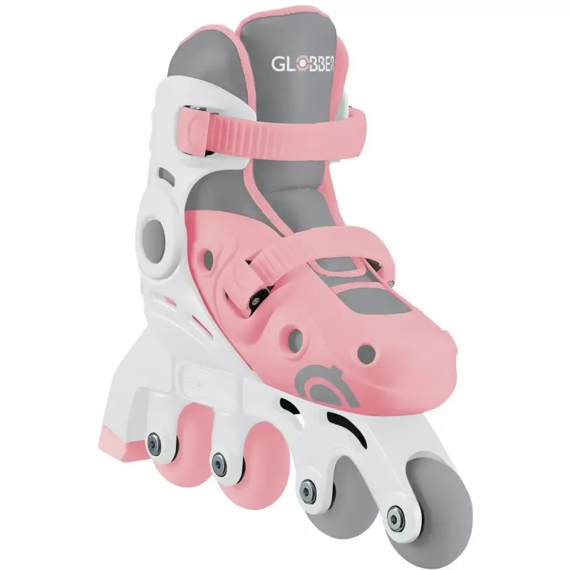 Bērnu mācību skrituļslidas GLOBBER 2 in 1 izmērs 30–33 rozā – regulējams iesācēju inline/quad komplekts