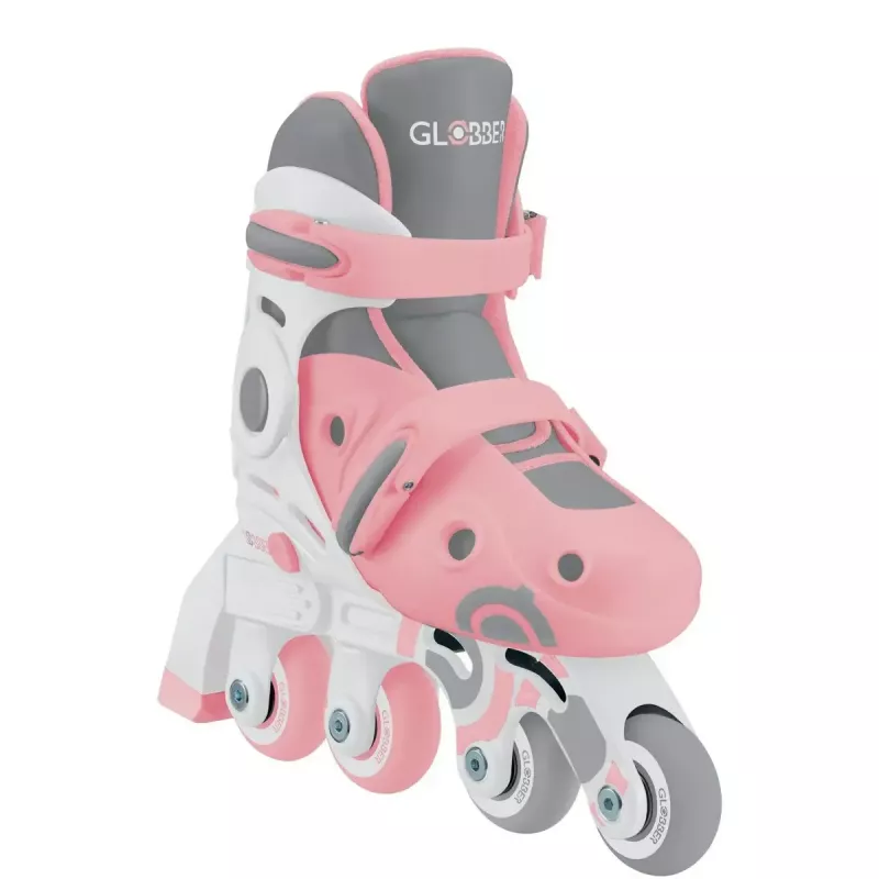Bērnu mācību skrituļslidas GLOBBER 2 in 1 izmērs 30–33 rozā – regulējams iesācēju inline/quad komplekts