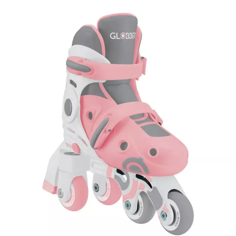 Bērnu mācību skrituļslidas GLOBBER 2 in 1 izmērs 30–33 rozā – regulējams iesācēju inline/quad komplekts
