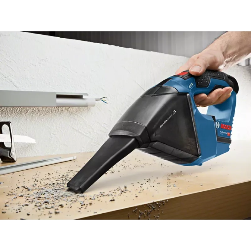 Bosch GAS 12V rokas putekļsūcējs, melns, zils, bez putekļu maisiņa