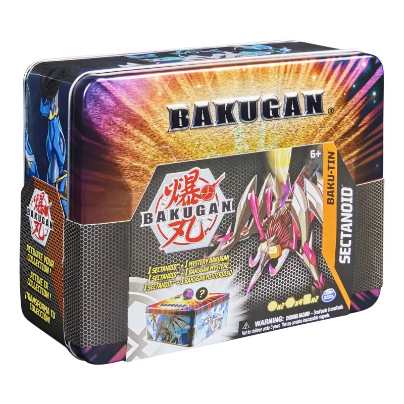 Bakugan Baku-Tin, Sectanoid, augstākās klases kolekcionāra uzglabāšanas konteineris ar mistērijas rotaļlietu, maināmās kārtis, rotaļlietas zēniem no 6 gadu vecuma