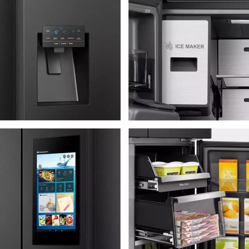 Ledusskapis Hisense Cross door RQ760N4IFE – Brīvi stāvošs, vairāku durvju, 577 L kopējā ietilpība, Melns