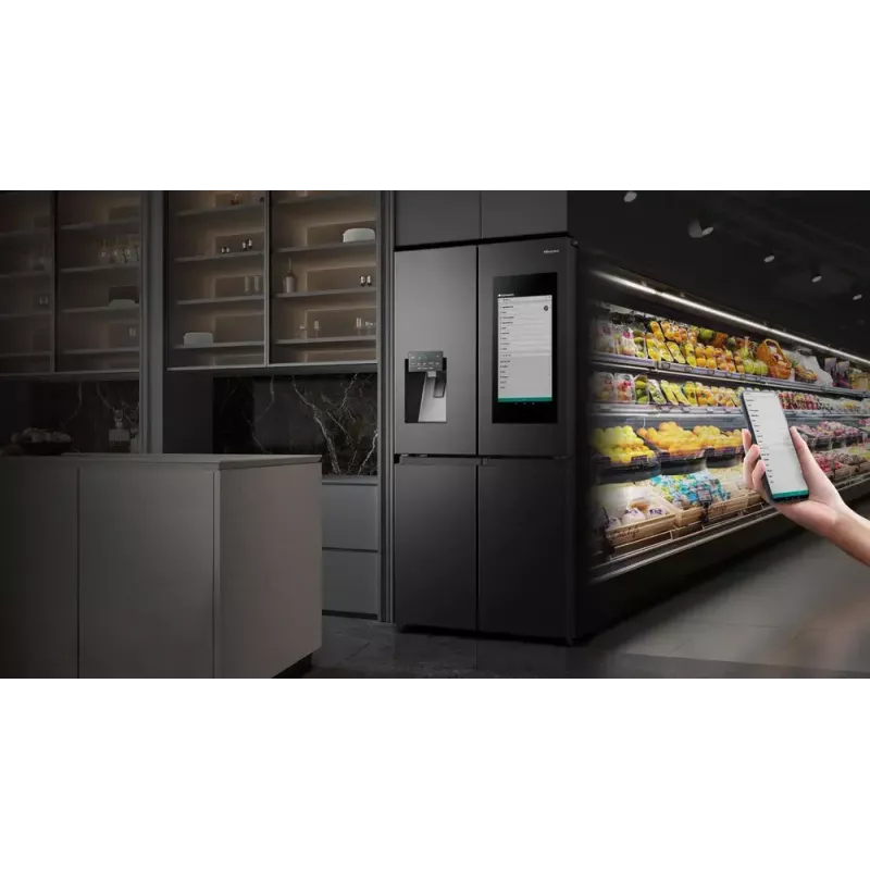 Ledusskapis Hisense Cross door RQ760N4IFE – Brīvi stāvošs, vairāku durvju, 577 L kopējā ietilpība, Melns