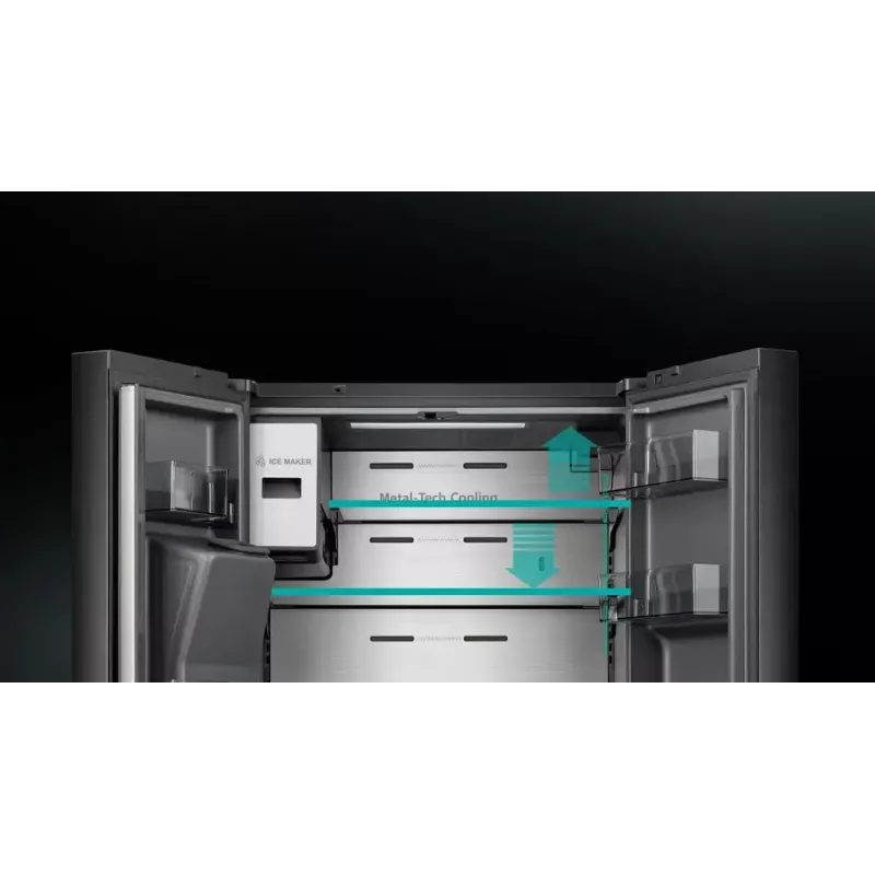 Ledusskapis Hisense Cross door RQ760N4IFE – Brīvi stāvošs, vairāku durvju, 577 L kopējā ietilpība, Melns