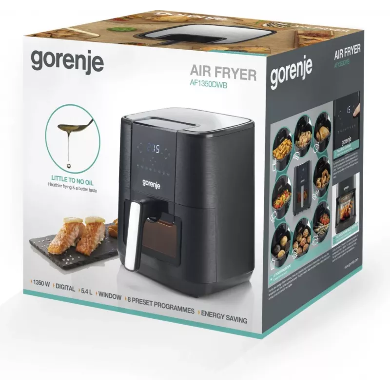 Gorenje AF1350DWB Single 5.4 L Atsevišķa 1350 W Karstā gaisa fritieris Melna