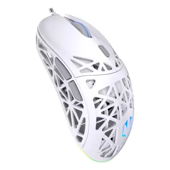 Vadu spēļu pele ENDORFY LIV Onyx balta — piemērota abām rokām, optiskais 12000 DPI, 6 pogas, 1,8 m kabelis