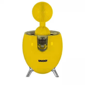 Unold 78132 Power Juicy elektriskā citrusaugļu sulu spiede, 300 W, pilienu aizturis, automātiska palaišana/apturēšana, dzeltena/nerūsējošais tērauds