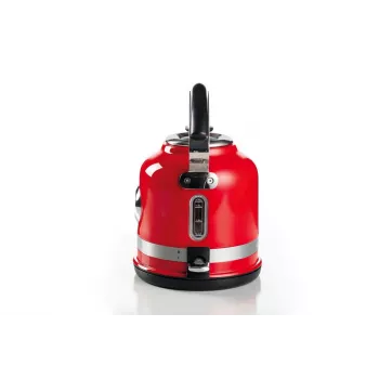 Ariete 2854 Moderna elektriskā tējkanna, 2000 W, 1,7 L tilpums, 360° bezvadu, automātiskā izslēgšanās sistēma, noņemams filtrs, redzams ūdens līmenis, termometrs, sarkana