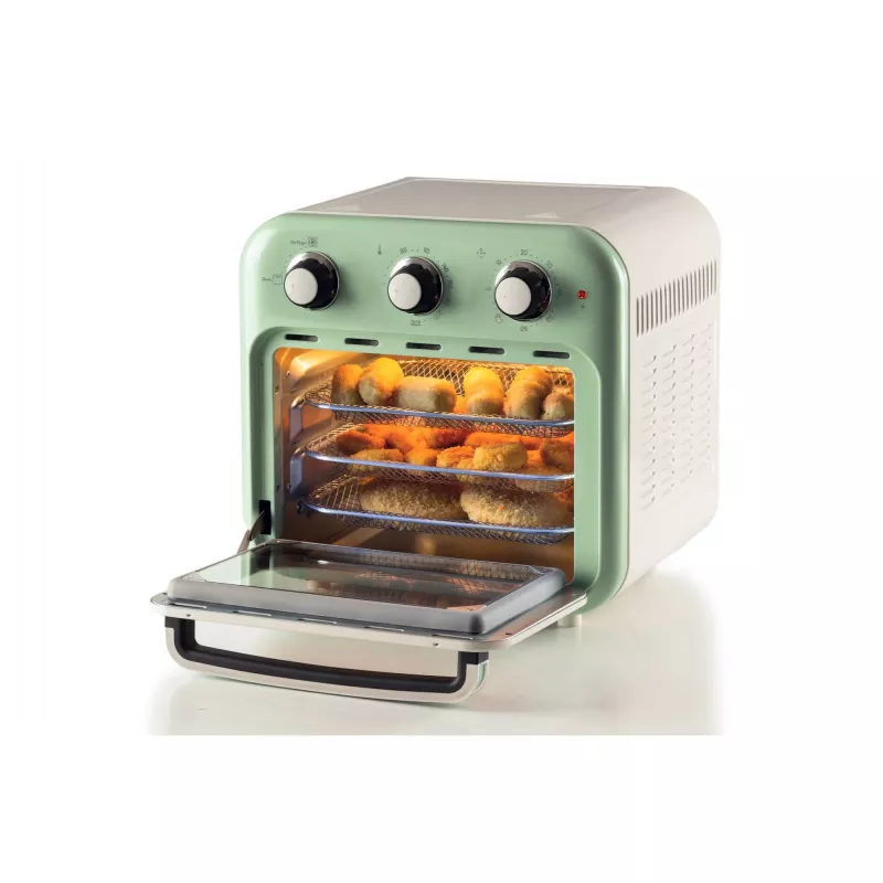 Ariete 4632 Gaisa fritieris un cepeškrāsns Vintage, 1400W, 2in1, Tilpums 16L, Iekļauti piederumi, Taimeris 60 minūtes, Dubultstikls, Zaļš