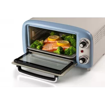 Ariete 3919 Elektriskā cepeškrāsns Vintage, 800 W, 10 L tilpums, dubultstikls, retro, zila