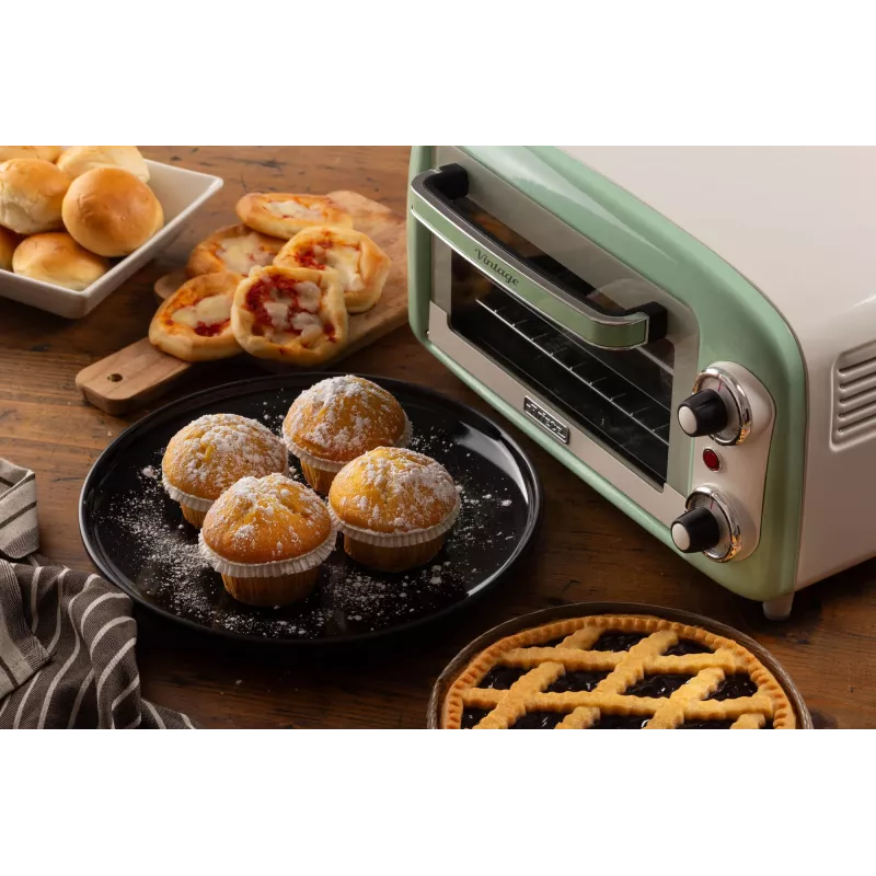 Ariete 3919 Electric Oven Vintage, 800W, 10L capacity, Double glass, Retro, zaļa