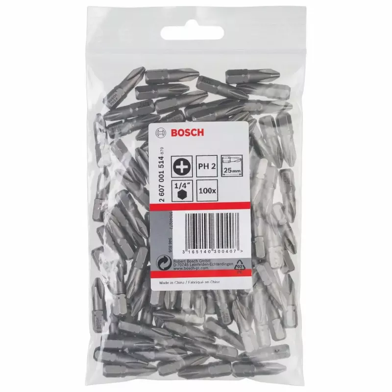 Skrūvgrieža uzgalis Bosch 2607001514 100 gab. PH 2 25 mm sešstūrains