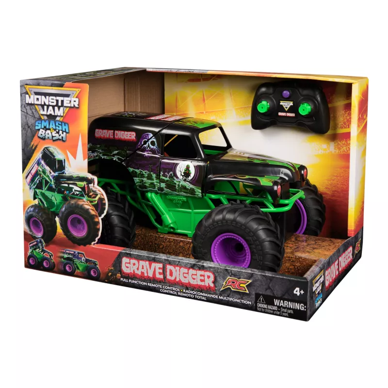 Monster Jam, oficiālā Smash & Bash Grave Digger tālvadības iekštelpu un āra braucamrīks, 1:15 mērogā salabojams monstru kravas auto, bērnu rotaļlietas zēniem un meitenēm no 4 gadu vecuma