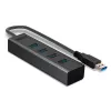 Lindy 4 portu USB 3.0 centrmezgls, USB 3.2 Gen 1 (3.1 Gen 1) Type-A, USB 3.2 Gen 1 (3.1 Gen 1) Type-A, 5000 Mbit/s, melns, alumīnijs, plastmasa, 0,3 m