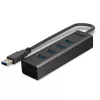 Lindy 4 portu USB 3.0 centrmezgls, USB 3.2 Gen 1 (3.1 Gen 1) Type-A, USB 3.2 Gen 1 (3.1 Gen 1) Type-A, 5000 Mbit/s, melns, alumīnijs, plastmasa, 0,3 m