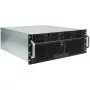Serveru statņa korpuss INTER-TECH IPC 4U-4708 — 4U, melns, atbalsta ATX/PS2 barošanas bloku, 4x priekšējie 80mm, 2x aizmugurējie 80mm, 2,5/3,5 collu cietie diski