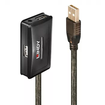 Lindy 10m USB 2.0 aktīvs pagarinātāja centrmezgls, USB 2.0, 480 Mbit/s, pelēks, 28/24, 10 m