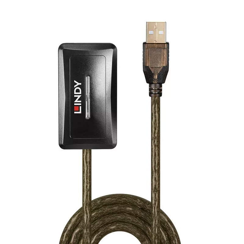 Lindy 10m USB 2.0 aktīvs pagarinātāja centrmezgls, USB 2.0, 480 Mbit/s, pelēks, 28/24, 10 m
