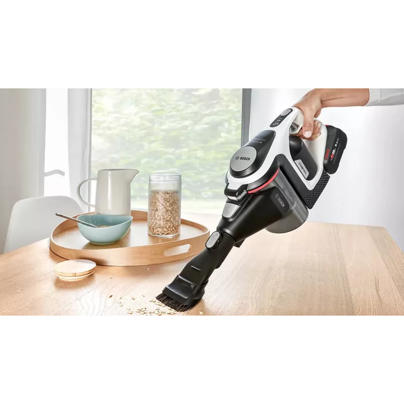 Bosch Serie 8 BSS825ALL putekļsūcējs ar kātu/elektriskā slota Baterija Sausā Bezmaisa Melns, Balts 5 Ah