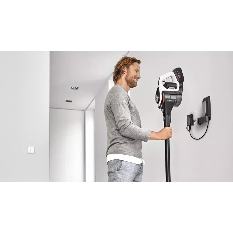 Bosch Serie 8 BSS825ALL putekļsūcējs ar kātu/elektriskā slota Baterija Sausā Bezmaisa Melns, Balts 5 Ah