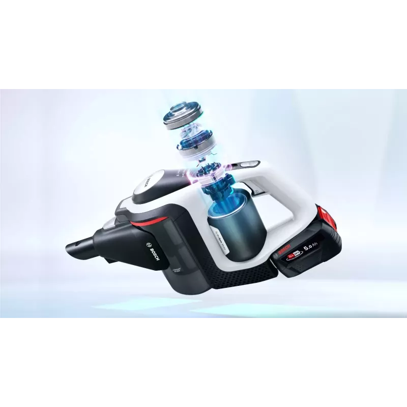 Bosch Serie 8 BSS825ALL putekļsūcējs ar kātu/elektriskā slota Baterija Sausā Bezmaisa Melns, Balts 5 Ah