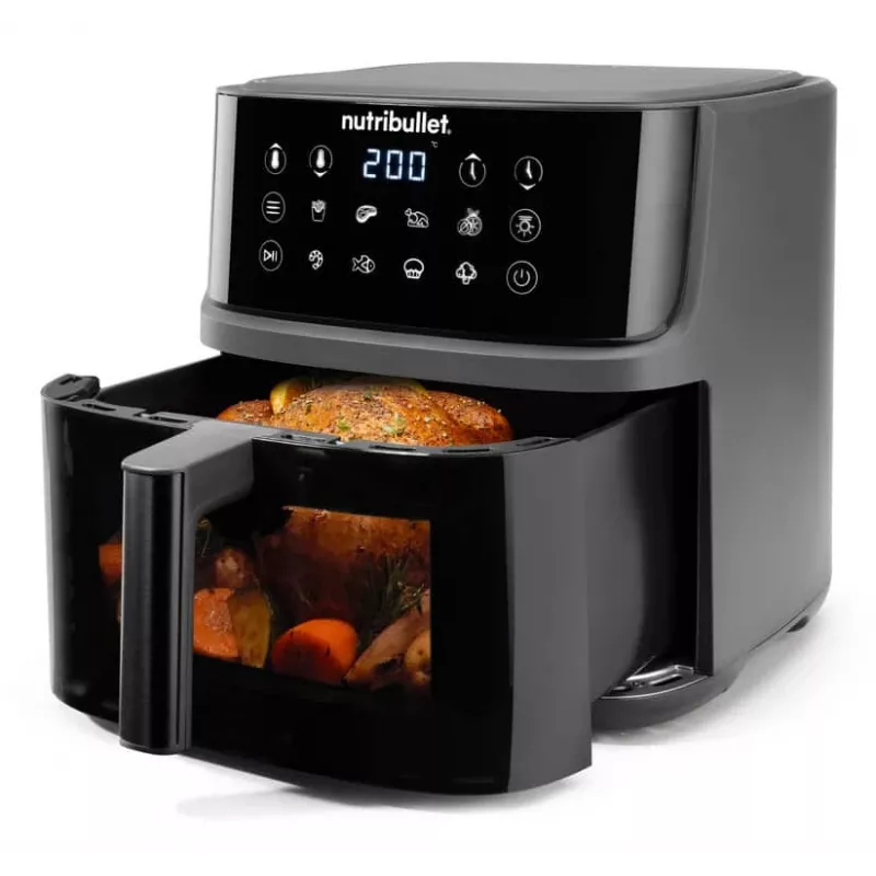 NutriBullet CrispLite Vision Single 8 L brīvi stāvošs 2000 W karstā gaisa fritieris Melns