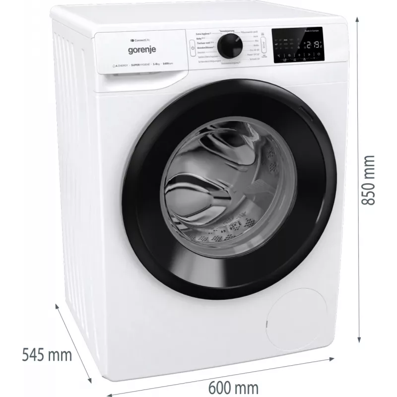 Gorenje WPNEI84A1TS veļas mašīna ar priekšējo ielādi 8 kg 1400 RPM Balta