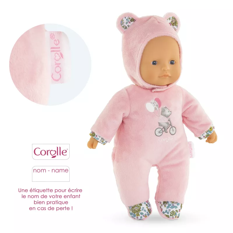 Mīkstā rotaļu lācīte Simba‑Dickie Corolle Mon Doudou Corolle Sweetheart rozā krāsā — komforta plīša lelle