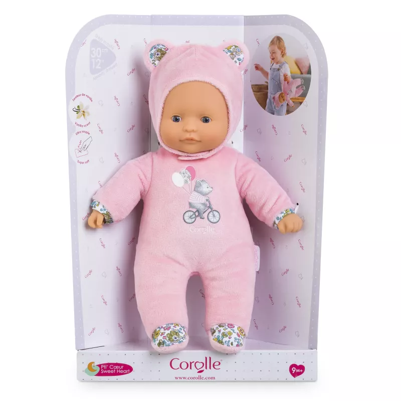 Mīkstā rotaļu lācīte Simba‑Dickie Corolle Mon Doudou Corolle Sweetheart rozā krāsā — komforta plīša lelle