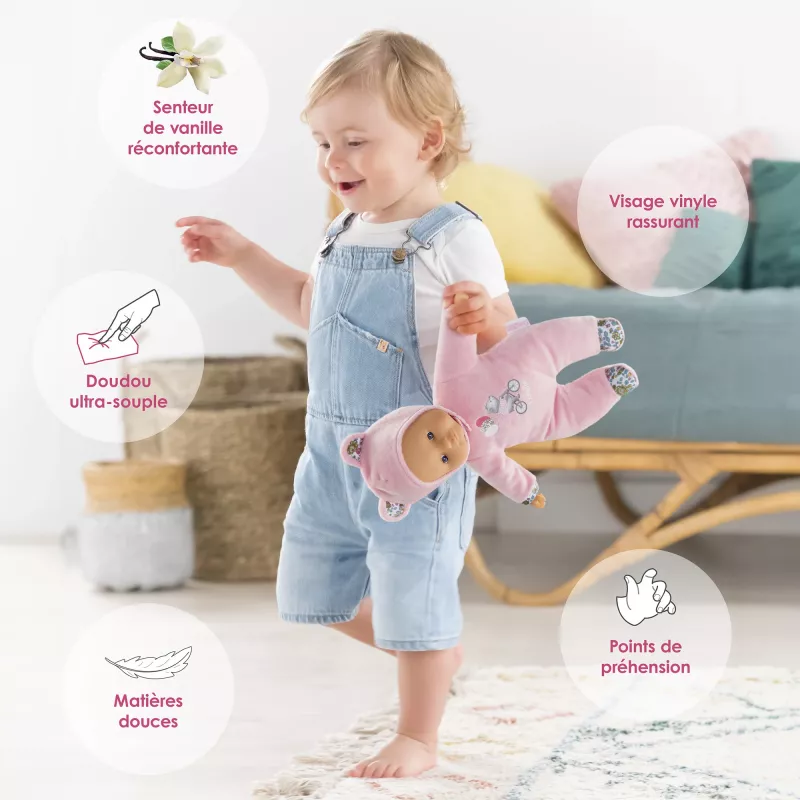 Mīkstā rotaļu lācīte Simba‑Dickie Corolle Mon Doudou Corolle Sweetheart rozā krāsā — komforta plīša lelle