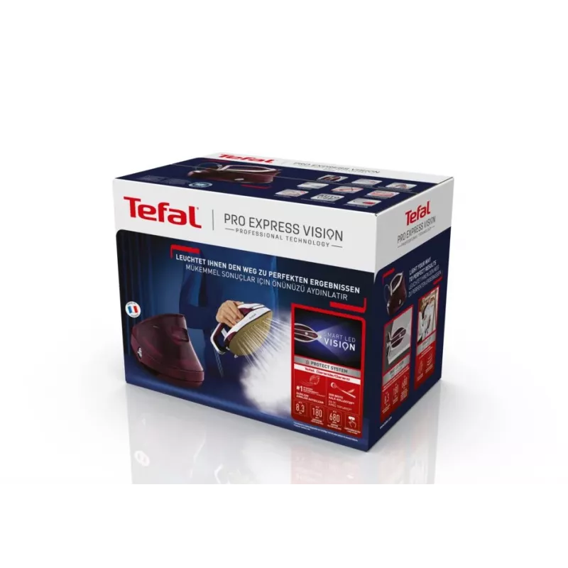 Tefal Pro Express Vision GV9810 3000 W 1.1 L Durilium AirGlide Autoclean zole Sarkana, Balta