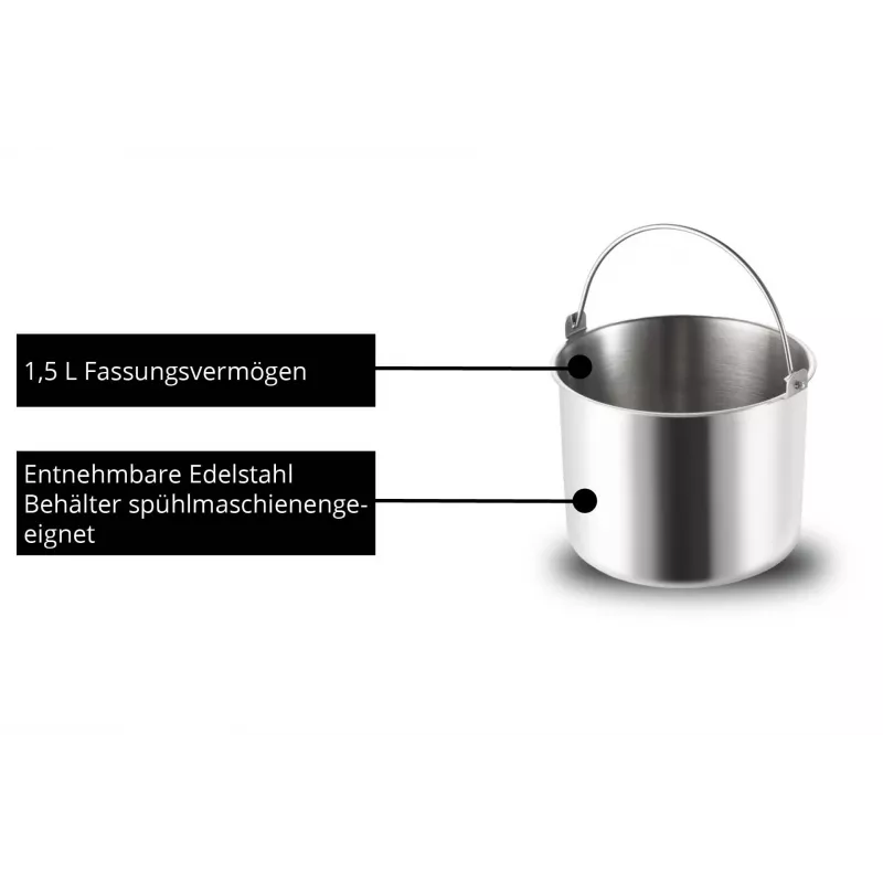 Unold 48826 Eismaschine & Joghurtbereiter EVA Compressor saldējuma automāts 1.5 L 120 W Melns, Nerūsējošais tērauds