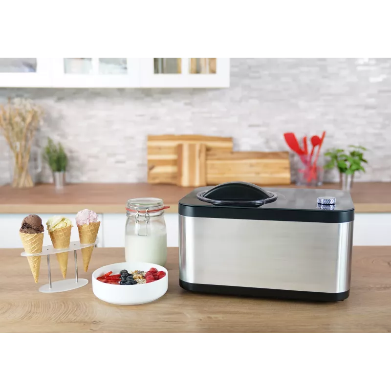 Unold 48826 Eismaschine & Joghurtbereiter EVA Compressor saldējuma automāts 1.5 L 120 W Melns, Nerūsējošais tērauds