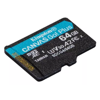 Kingston Technology 64GB microSDXC Canvas Go Plus Gen4 200R A2 U3 viena paka w/o ADP