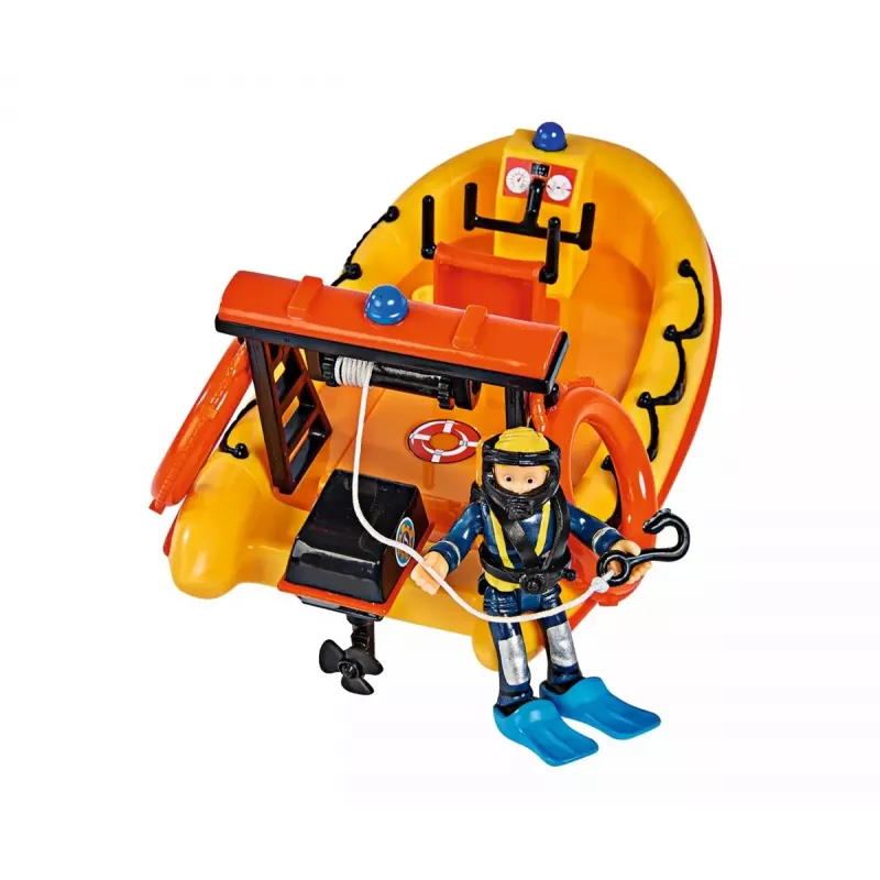 Rotaļu laiva Simba-Dickie Fireman Sam Neptune Boat ar Figūriņu — rotaļu transportlīdzeklis