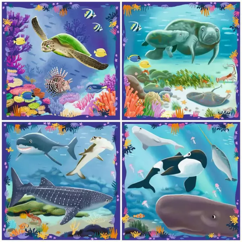 Ravensburger UP! Sea Creatures puzle — 64, 72, 81, 90 gab. komplekts
