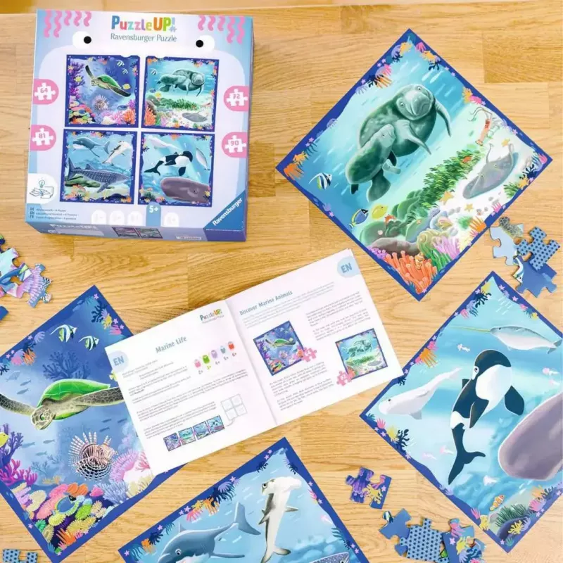 Ravensburger UP! Sea Creatures puzle — 64, 72, 81, 90 gab. komplekts