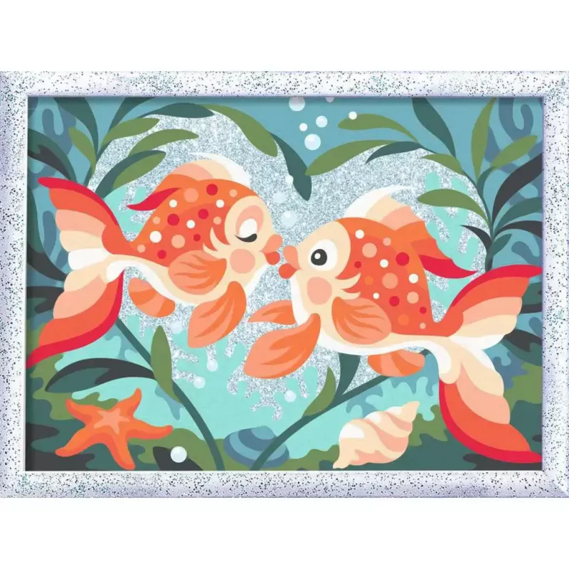Gleznošanas komplekts Ravensburger CreArt — Fish in Love (modelis 23998) — akrila krāsošanas pēc numuriem komplekts
